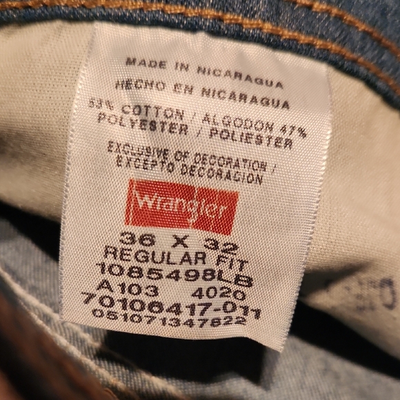 Men Wrangler Regular Fit Stretch Blue Jeans. - Picture 5 of 5